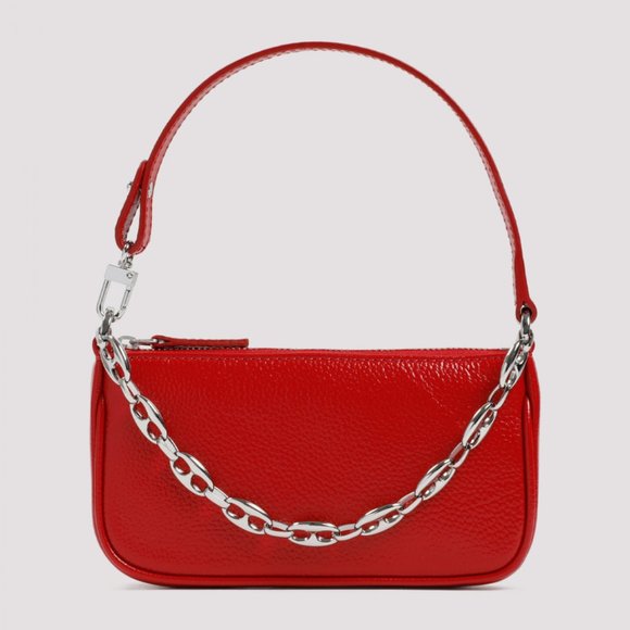 BY FAR Mini Rachel Red Gloss Grained Bag - Picture 3 of 13